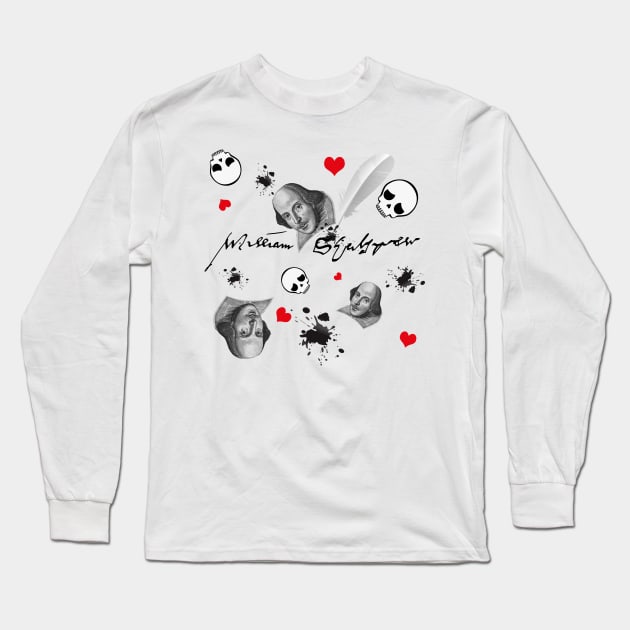 William Shakespeare Long Sleeve T-Shirt by shippingdragons